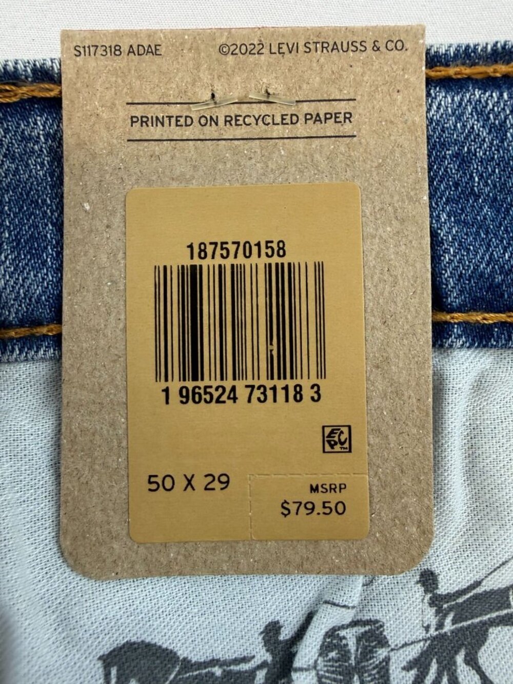 NWT Levis 541 Athletic Taper Blue Jeans Men’s size 50x29 Stretch Light Wash - Picture 9 of 14
